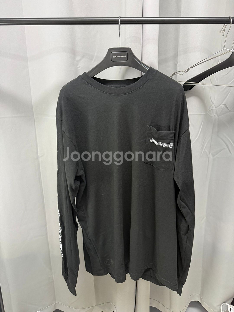 크롬하츠 스크롤 로고 롱슬리브 티셔츠 블랙 XL--3