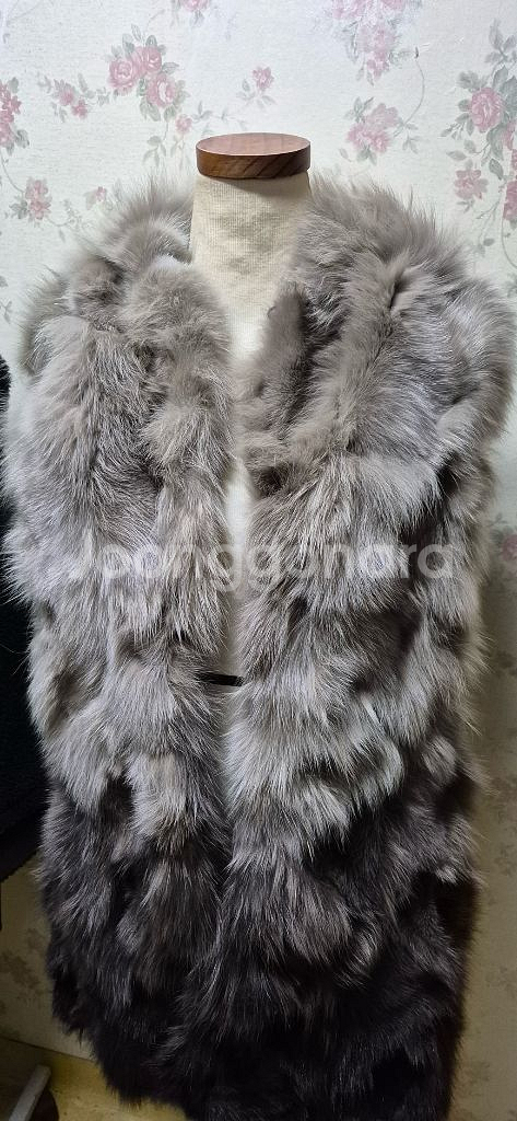 고급 퍼 베스트 100% 폭스--0