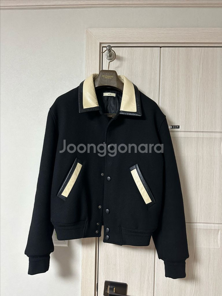 렉토BUTLER STADIUM FAUX-LEATHER CONTRAST COLLAR WOOL JACKET--0