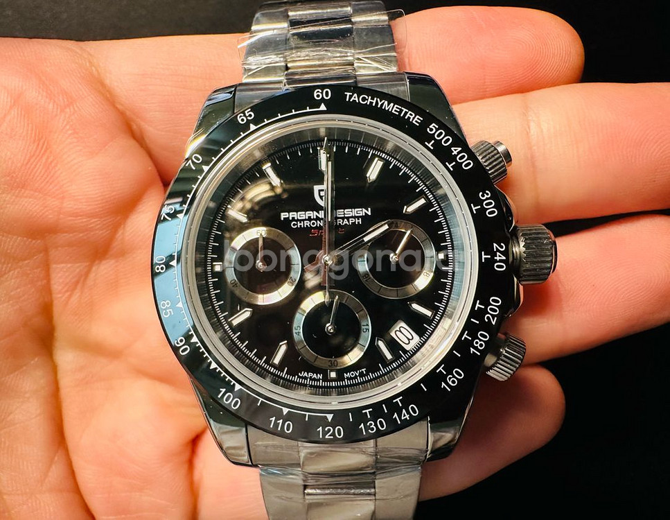 파가니디자인 데이토나 검판 크로노그래프 쿼츠 시계 판매--5