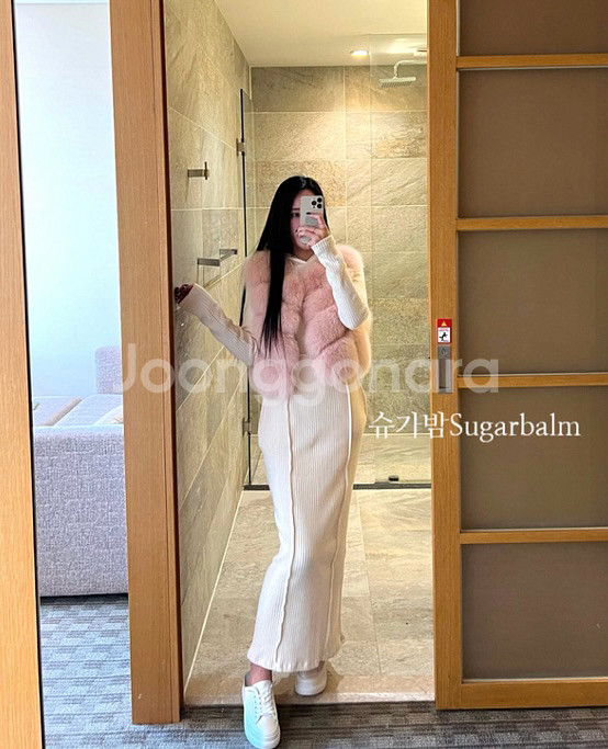 사가폭스 폼폼 미니미 퍼자켓 핑크--1