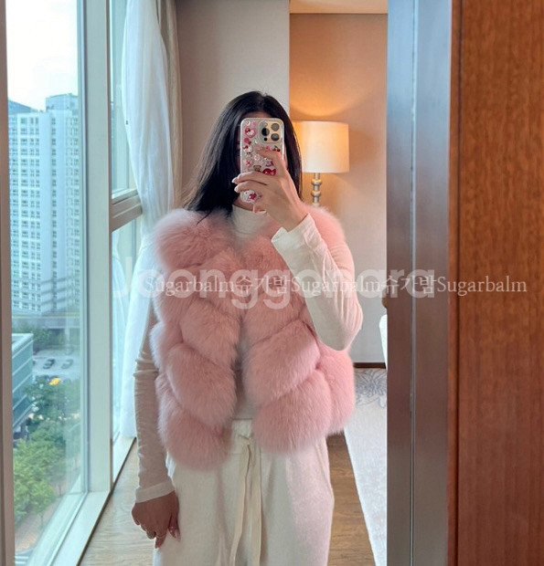 사가폭스 폼폼 미니미 퍼자켓 핑크--0