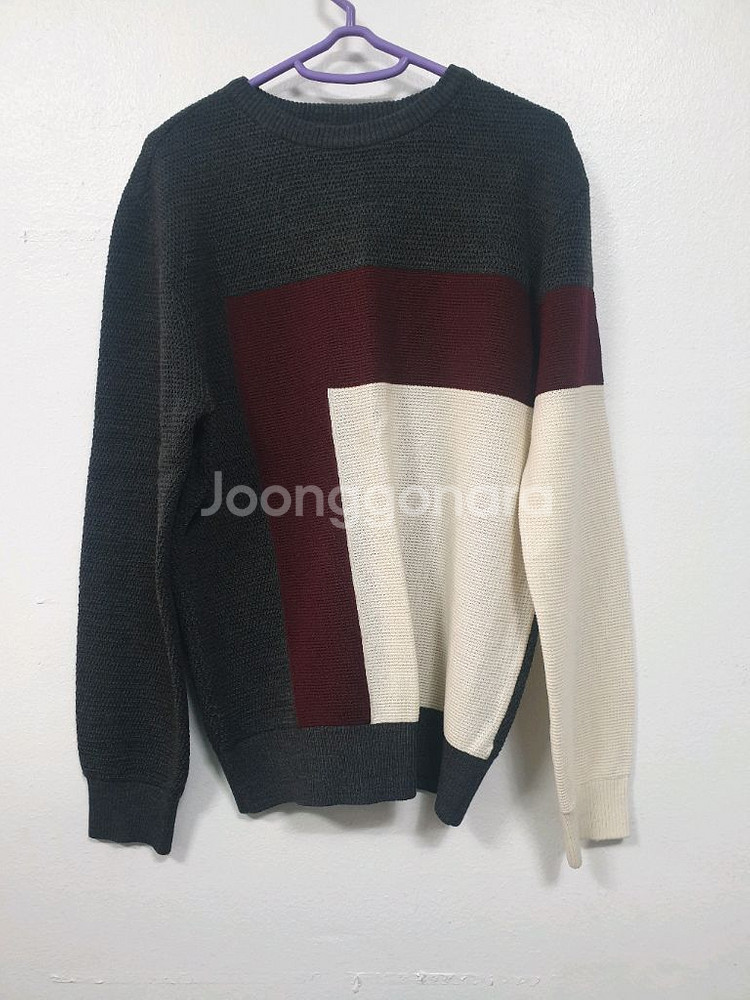 지이크 회색 긴팔 라운드 니트티 100사이즈--0