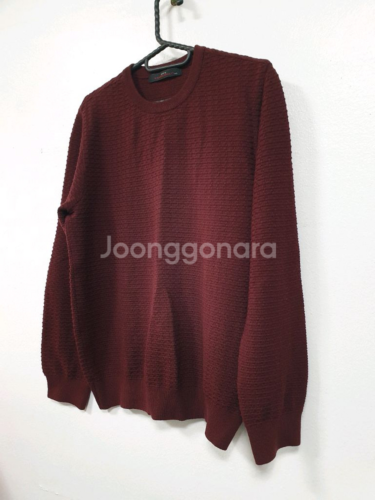 지이크 버건디 긴팔 라운드 니트티 100사이즈--1