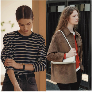 틸아이다이 스트라이프티+니브 스웨이드자켓(택포9.6)