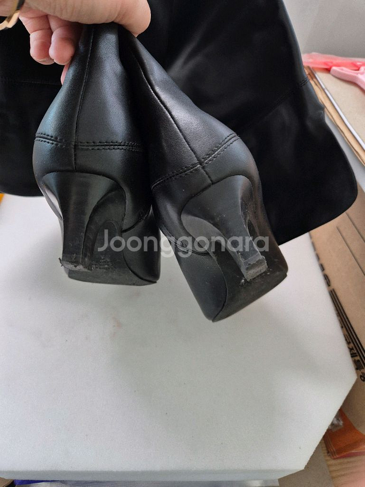 더한섬 더블케이스 오버니 블랙부츠--5