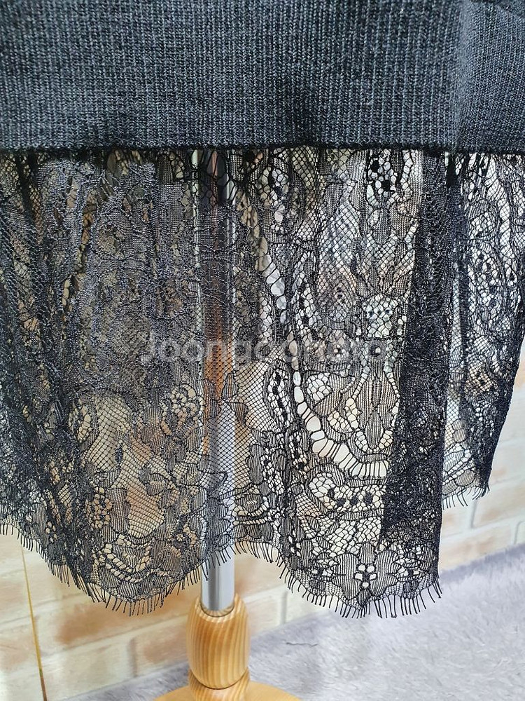 택부착 318,000 시슬리 레이스 배색 울니트 원피스--6