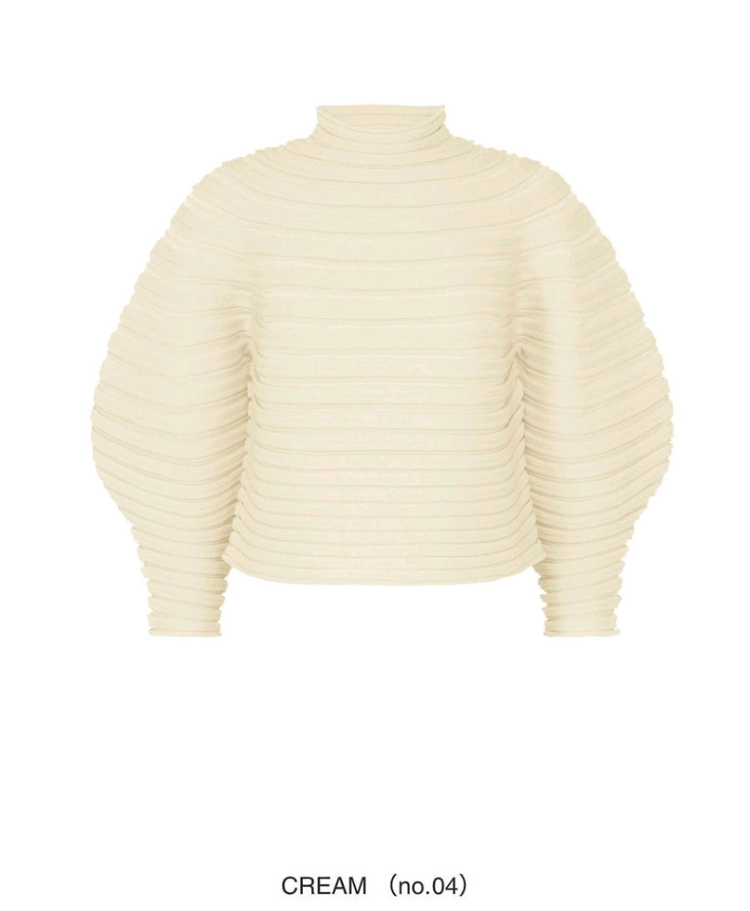 플리츠 니트 터틀넥 스웨터--2