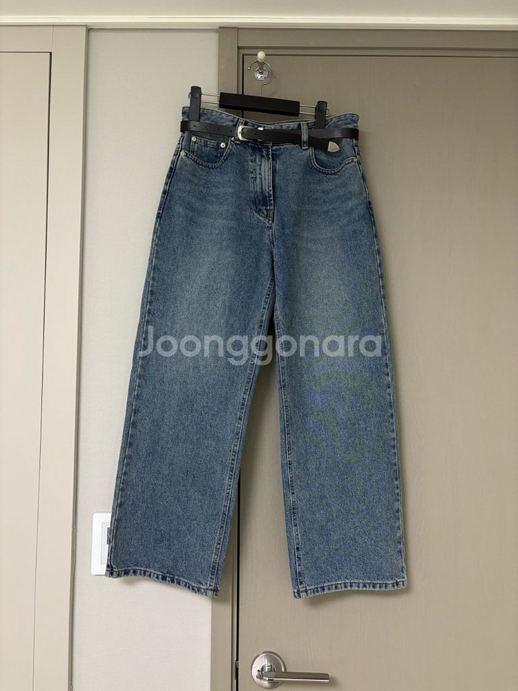 한섬 시스템 벨티드 워시드 데님 팬츠--1