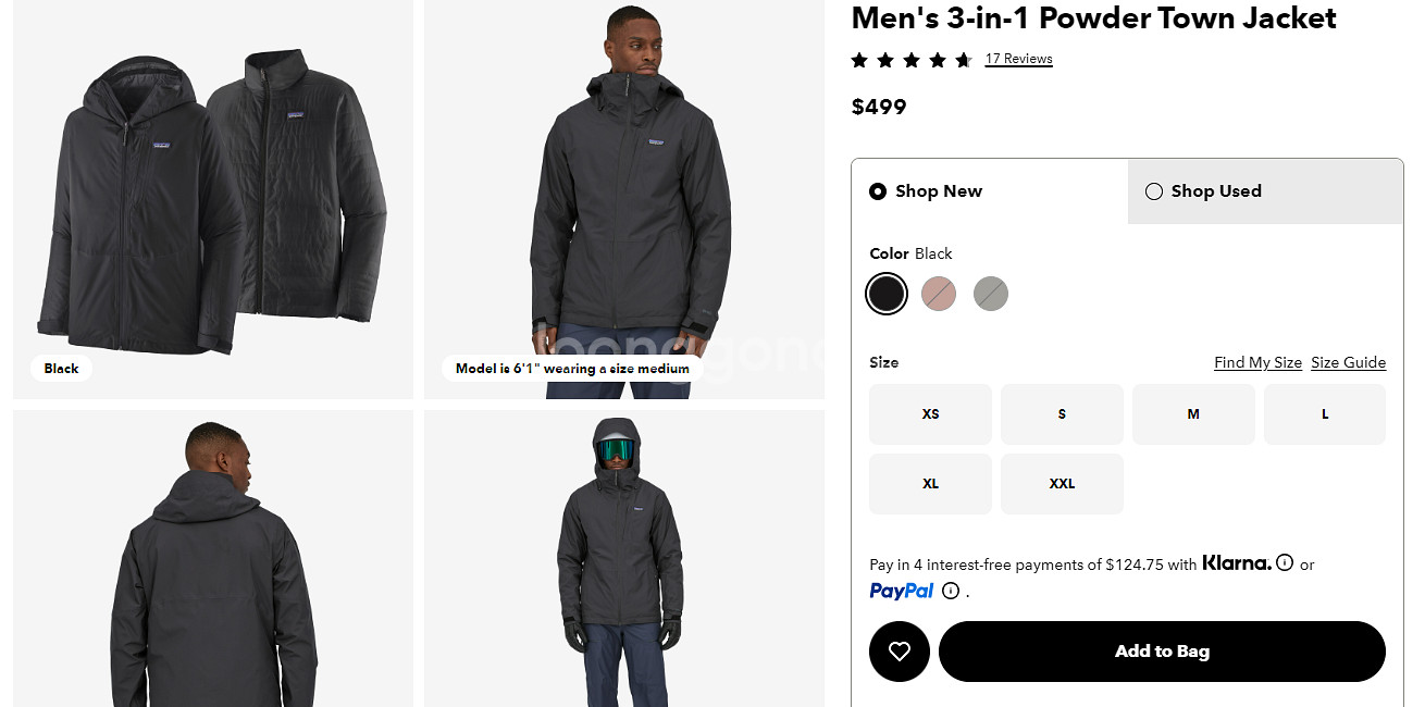 파타고니아 3in1 파우더 타운 자켓 / 블랙 / L--4