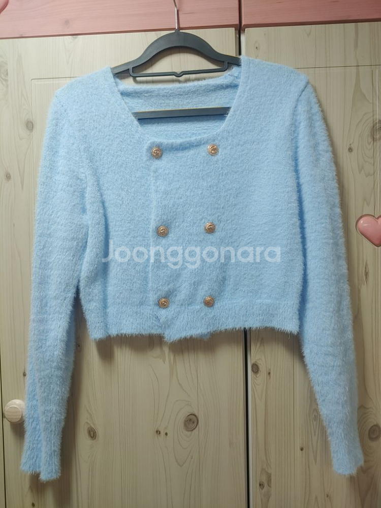 1회착용)앙고라가디건+모직스커트셋트--1