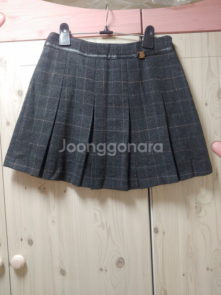 1회착용)앙고라가디건+모직스커트셋트--2