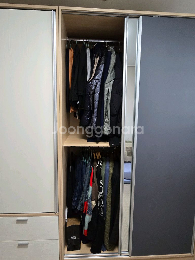 슬라이딩 4도어 옷장 서랍장--3