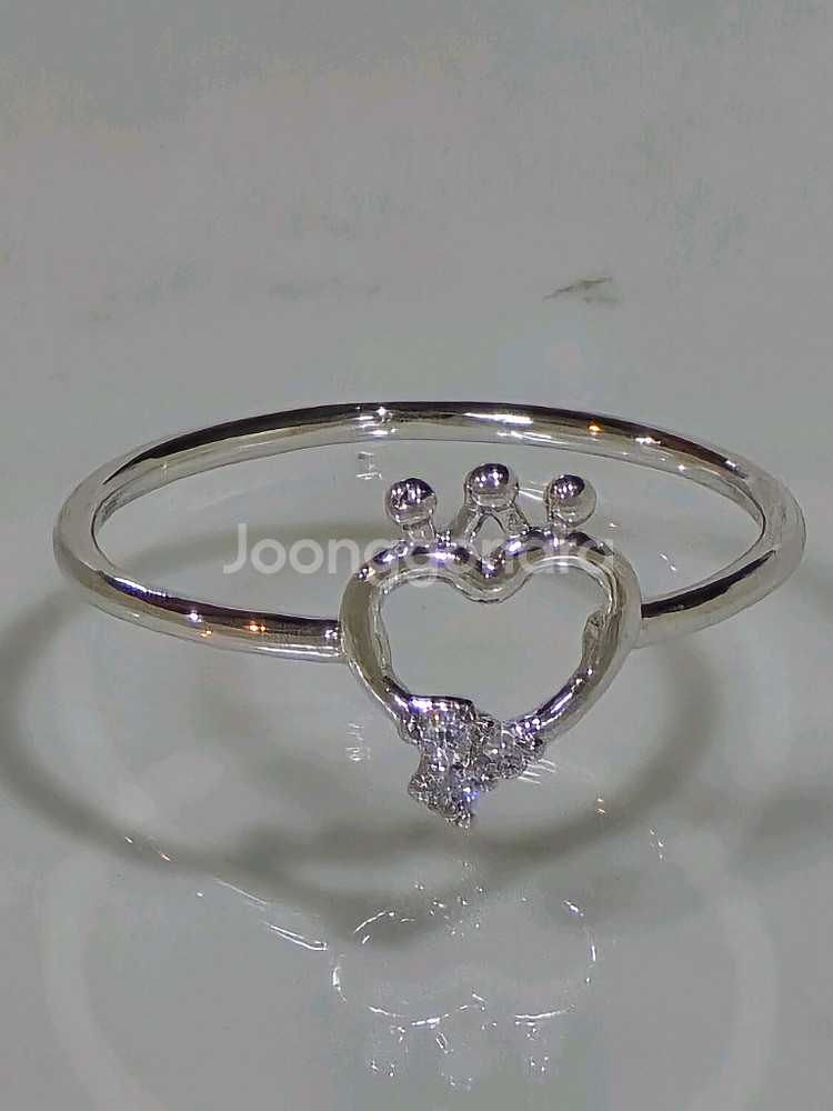 화이트골드 하트 큐빅 반지--1