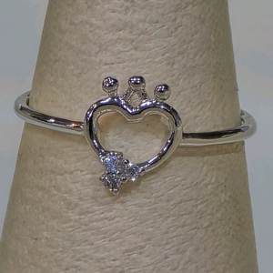 화이트골드 하트 큐빅 반지