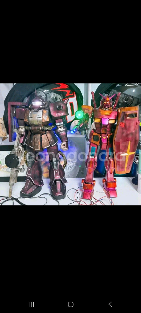 메가급 RX-78-2 건담 레드코팅led도색 &메가자쿠--0