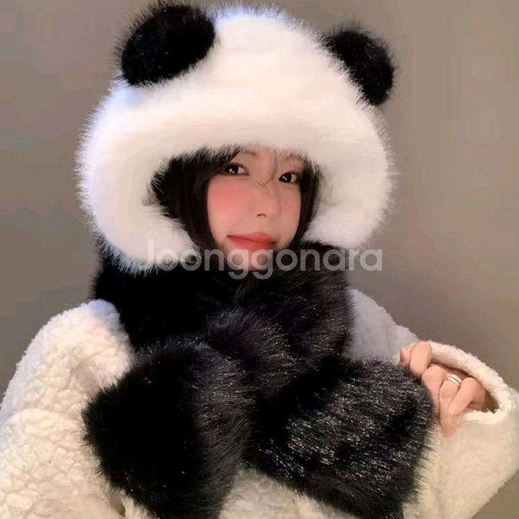 팬더 퍼 후드 목돌이--0