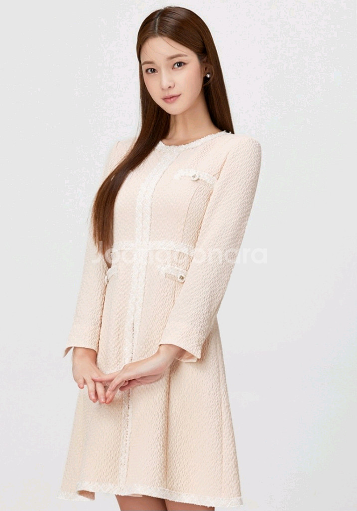 잇미샤 라운드 트위드배섁 원피스 55사이즈--3