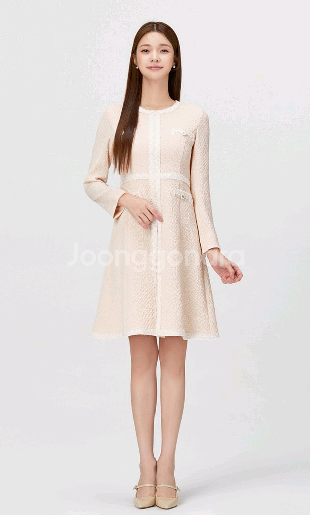 잇미샤 라운드 트위드배섁 원피스 55사이즈--2