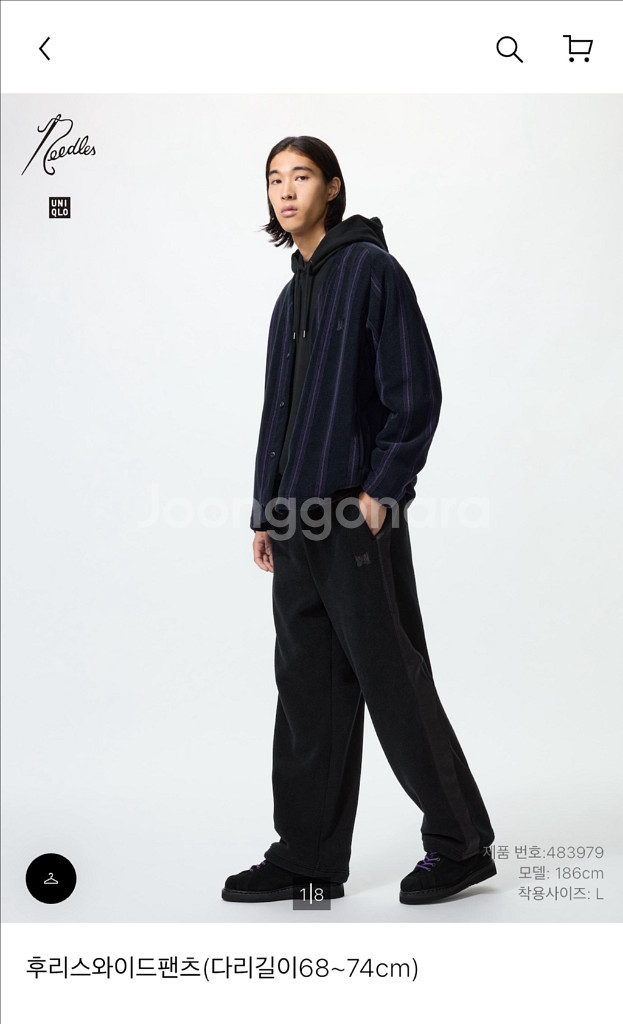 유니클로 니들스 후리스 와이드 팬츠 블랙 S--0