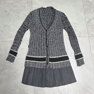니트가디건 플리츠 스커트 세트