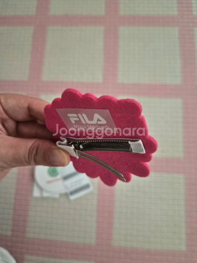 새상품)마르디메크르디x휠라 키즈 헤어핀(핑크)--4