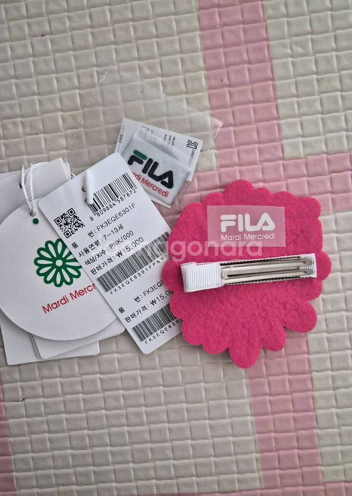 새상품)마르디메크르디x휠라 키즈 헤어핀(핑크)--3