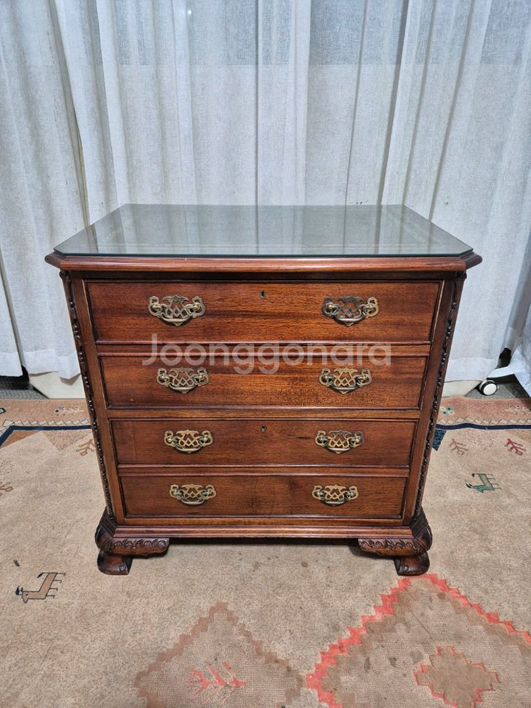 영국 엔틱 2D 원목 서랍장--1