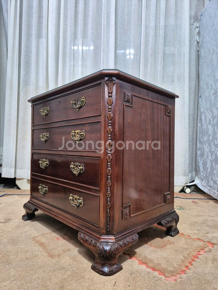 영국 엔틱 2D 원목 서랍장--5