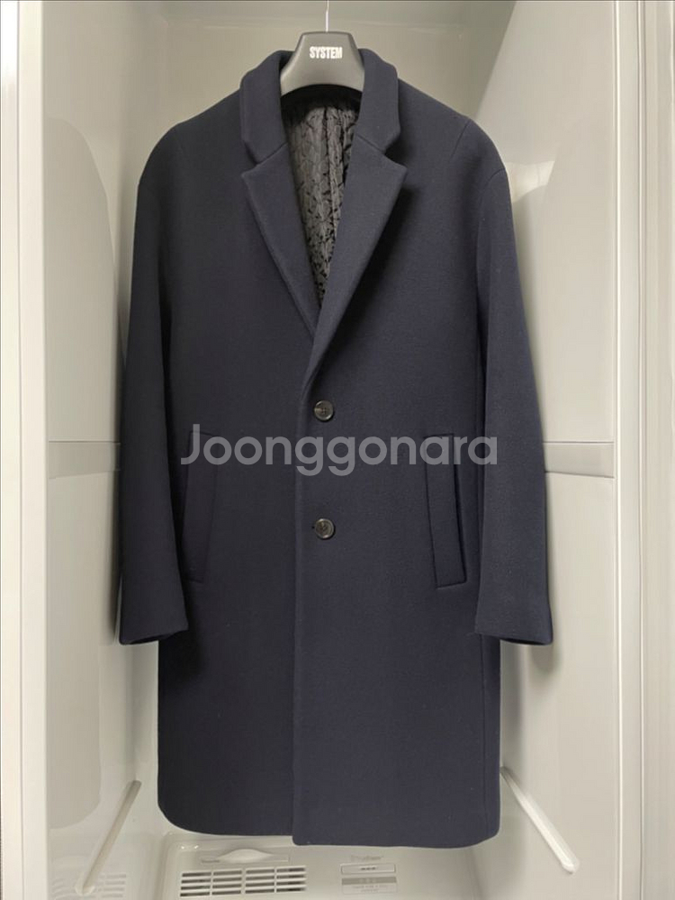 시스템옴므 캐시미어 다크네이비 세미오버핏 코트 95--0