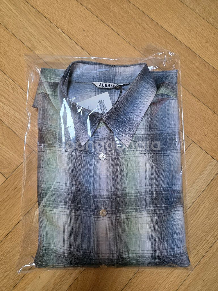 오라리25fw 슈퍼라이트 블루그린체크셔츠--1