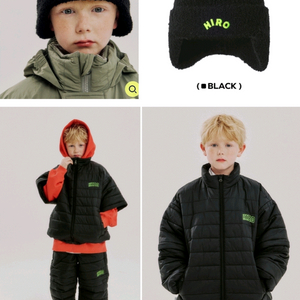 (25%할인가)히로 블랭크 투웨이자켓 경량패딩 블랙150 멜로우이어머프비니 블랙