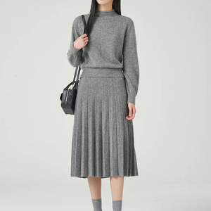 정품 빈폴 레이디 울 하이넥 플리츠 니트 원피스