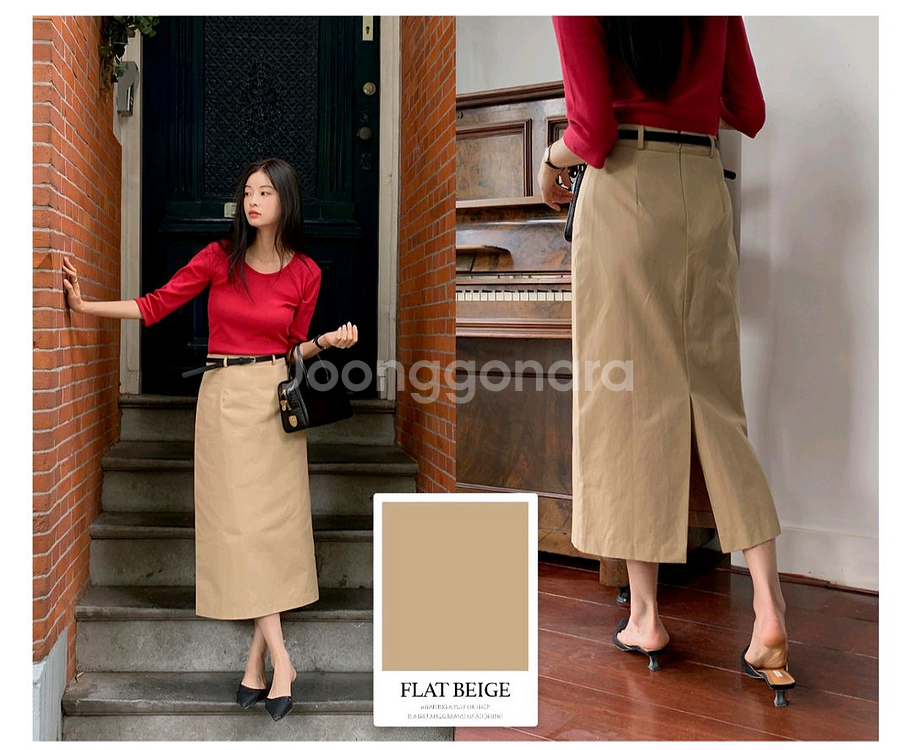 에드모어 msk498 벨트세트 코튼 롱 스커트--4