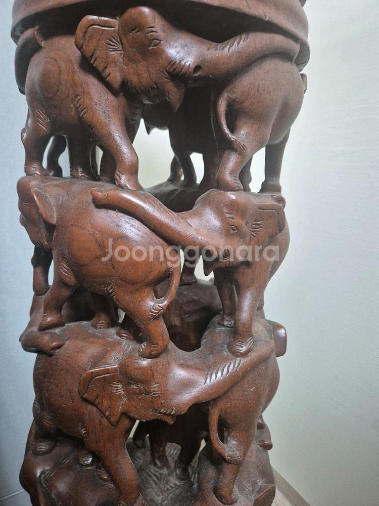 코끼리 원목 조각상--1