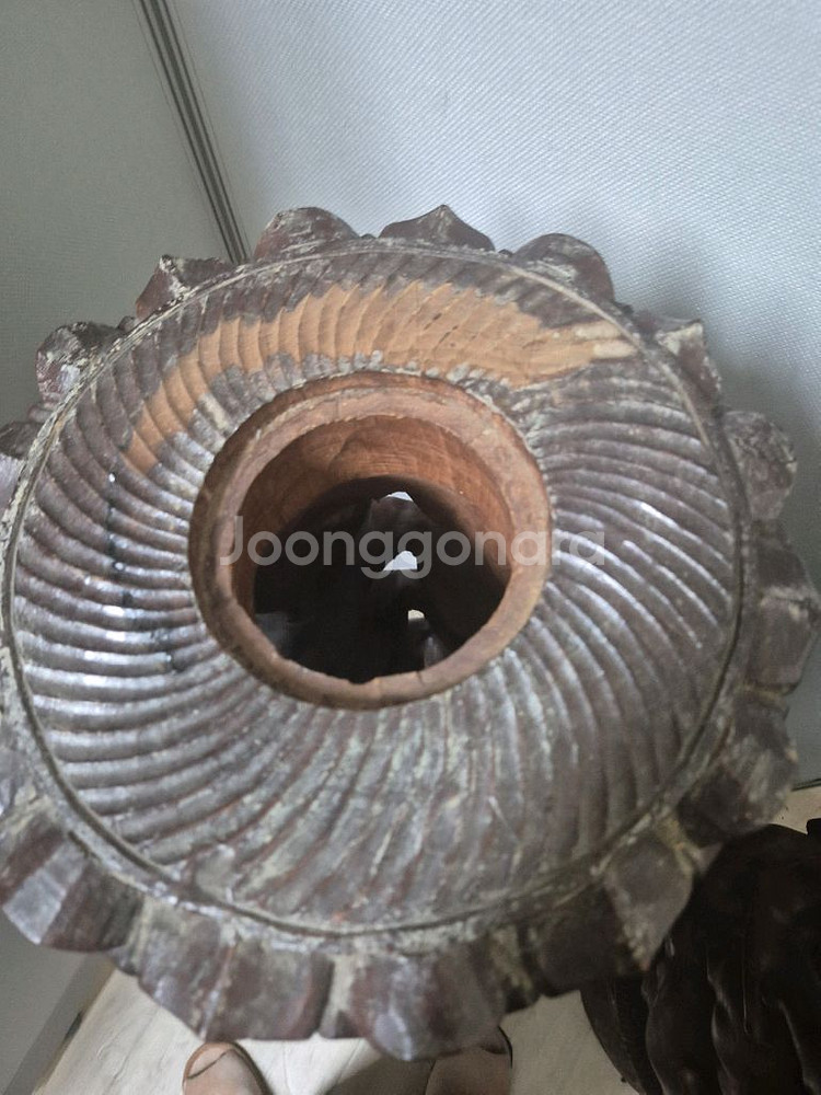 코끼리 원목 조각상--3