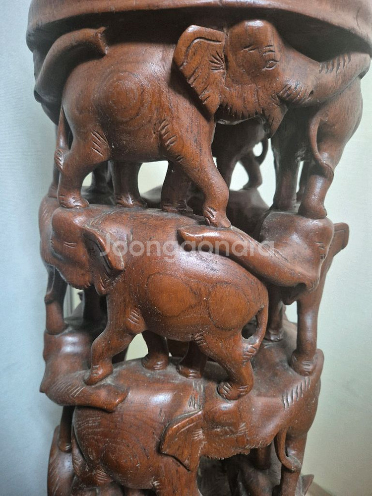 코끼리 원목 조각상--4