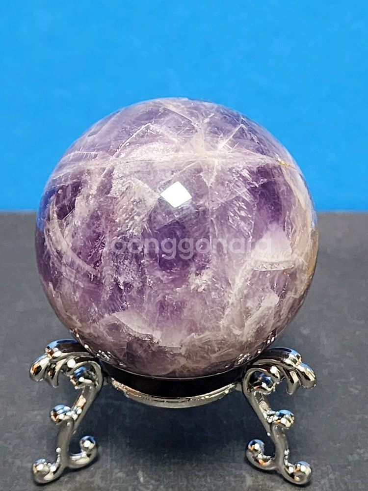 천연크리스탈 자수정 구체(5cm)+받침대--0