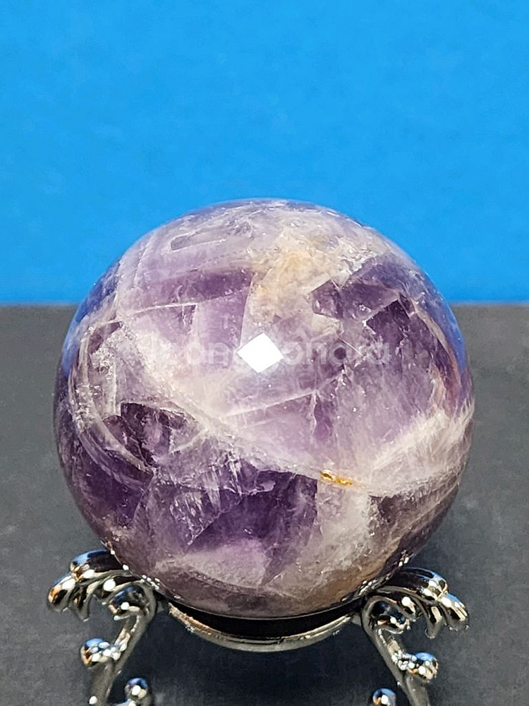 천연크리스탈 자수정 구체(5cm)+받침대--1