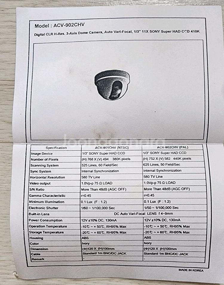 돔형 CCTV 카메라 ACV-902CHV 신품 미사용--2
