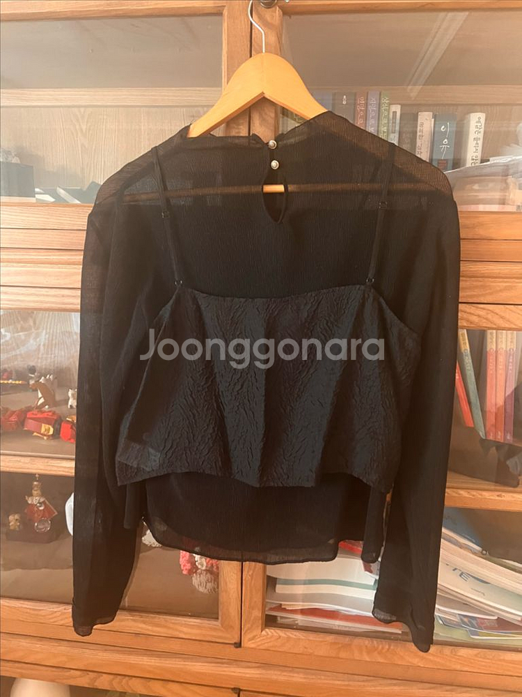 듀엘 레이어드 시스루 블라우스 뷔스티에 66 블랙--6