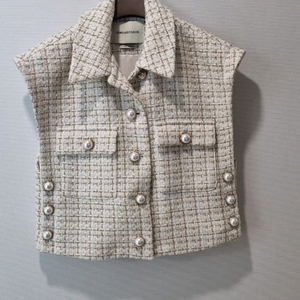 LORD AND TAILOR 트위드 진주 버튼 베스트 S사이즈]