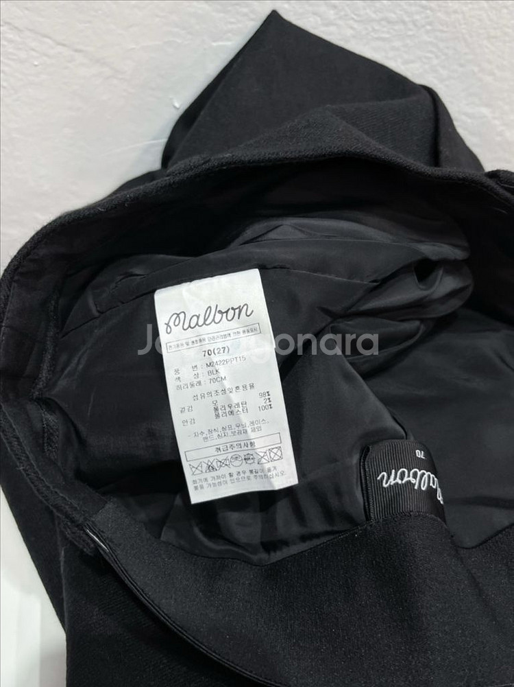 (70) 말본 블랙 모 소재 밴딩 핀턱 와이드 핏 여성골프팬츠--3