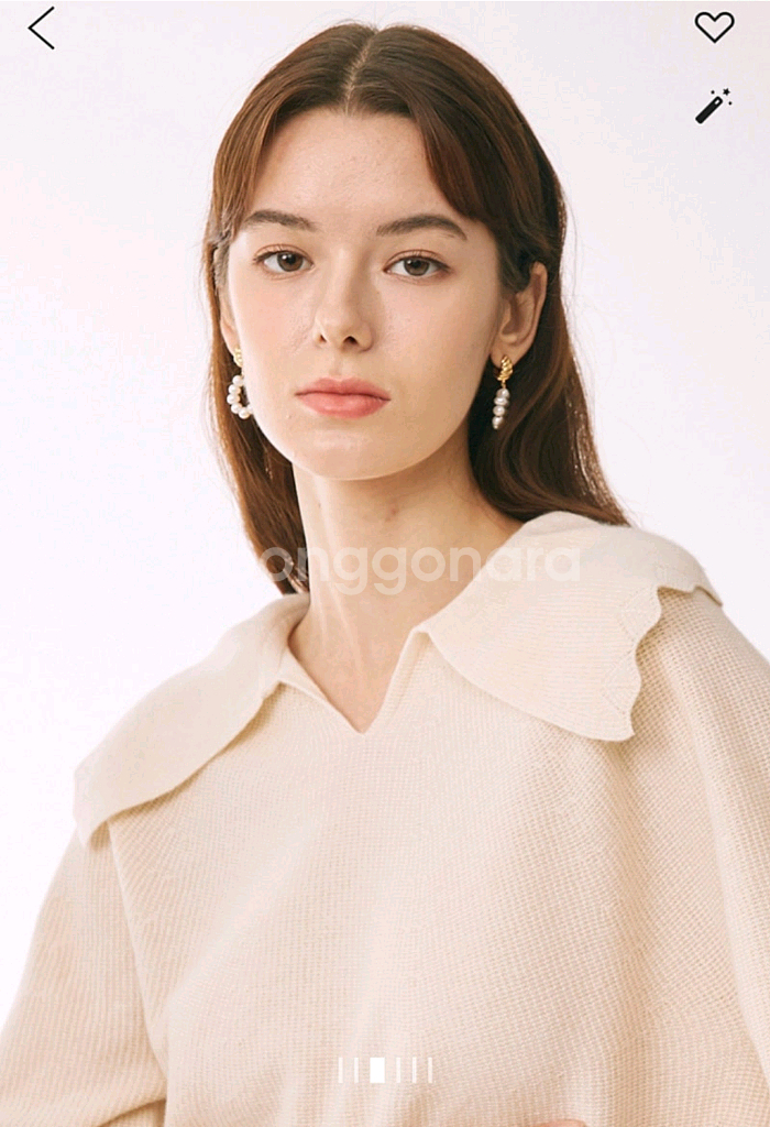 마인 스캘럽 칼라 니트 탑 랑방 타임 더캐시미어 시스템--0