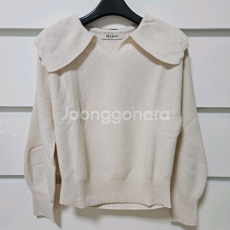 마인 스캘럽 칼라 니트 탑 랑방 타임 더캐시미어 시스템--6