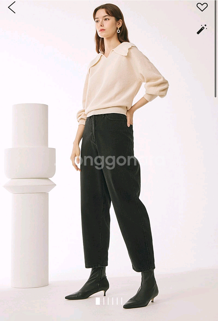 마인 스캘럽 칼라 니트 탑 랑방 타임 더캐시미어 시스템--2