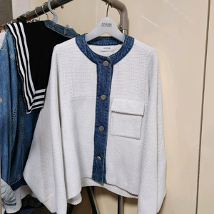 시스템 니트 데님라인 가디건 자켓(한섬 오즈세컨 럭키슈에뜨