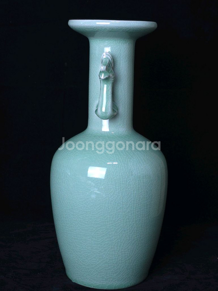 송남 신상호 청자양이병 도자기 화병--2