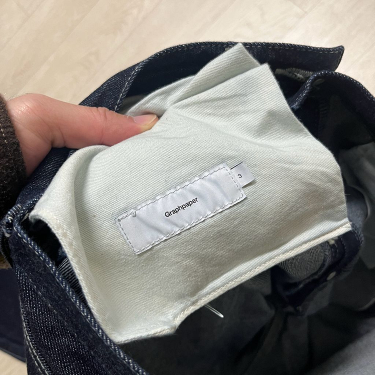 [3] 그라프페이퍼 셀비지 데님 5p 와이드 스트레이트 팬츠 리지드--6