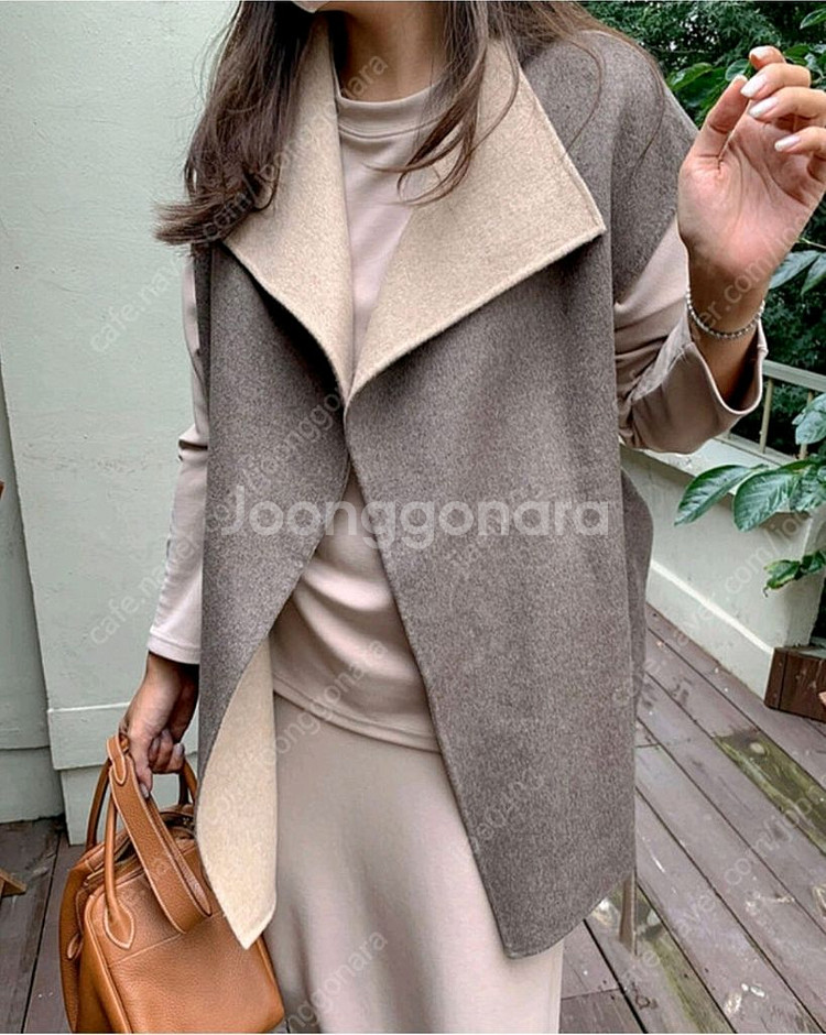 곰부인네 핸드메이드 리버시블 베스트 숄가디건--2